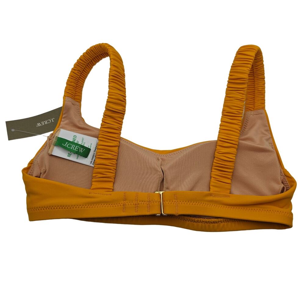 J. Crew Womans size XXS Scrunchie Strap Square Neck Bikini Top Orange/Yellow NEW - Picture 3 of 7